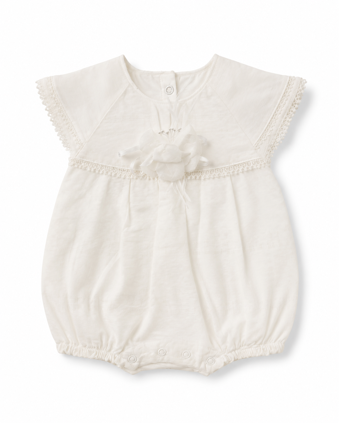 Baby Girls’ Cotton Floral Lace Romper