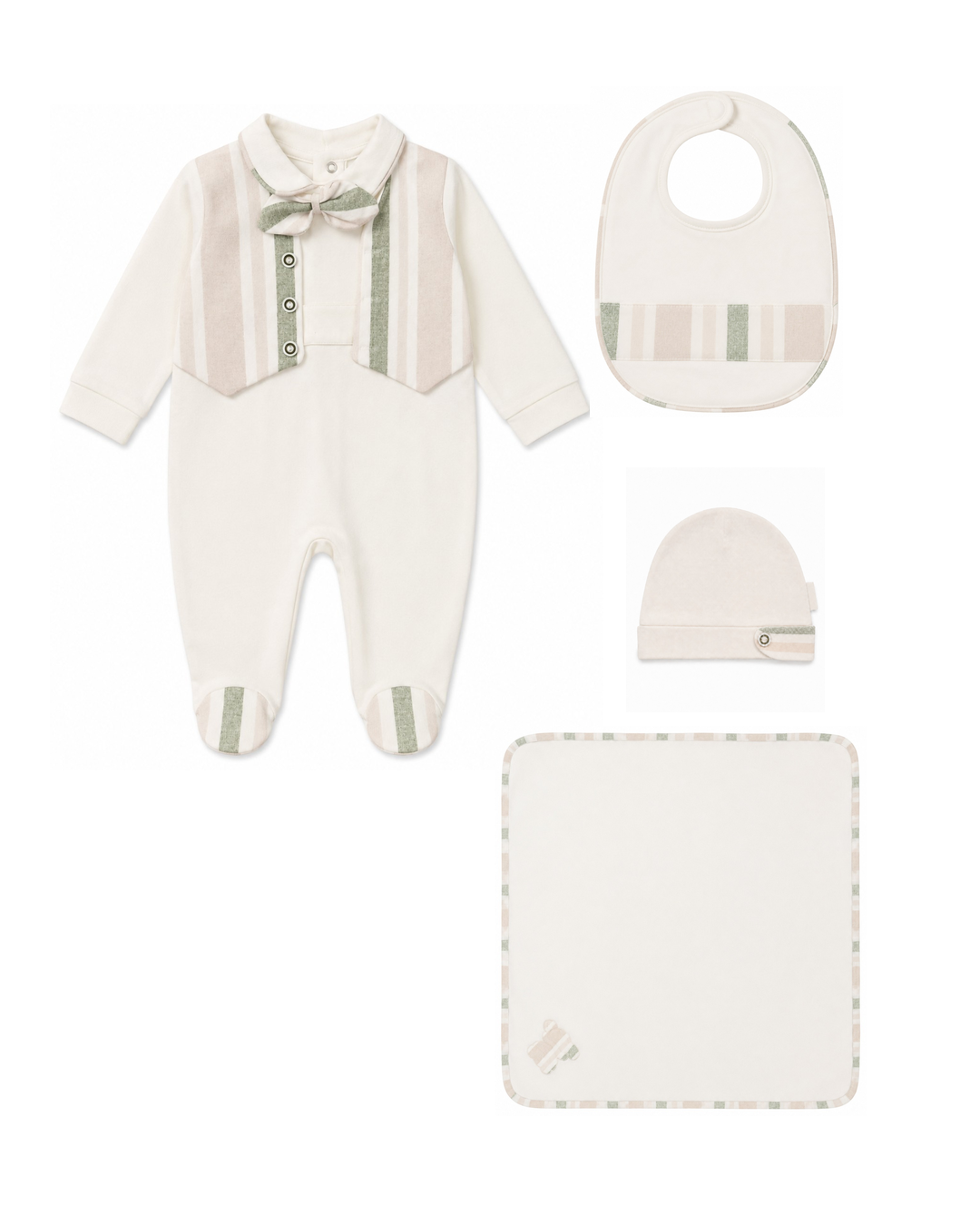 4-Piece Baby Layette Set with Hat, Bib & Blanket
