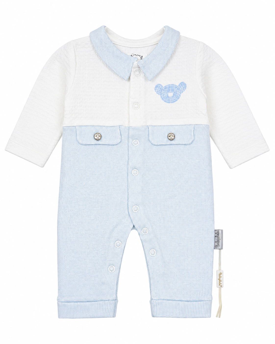 Classic Collared Baby Romper with Pocket Detail