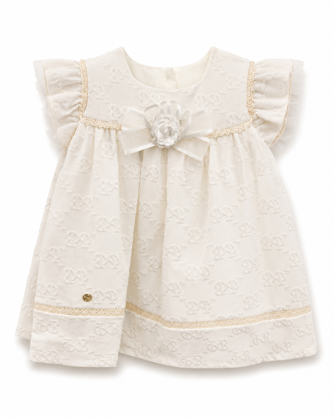Baby Girls’ Ivory Embroidered Ruffle Dress