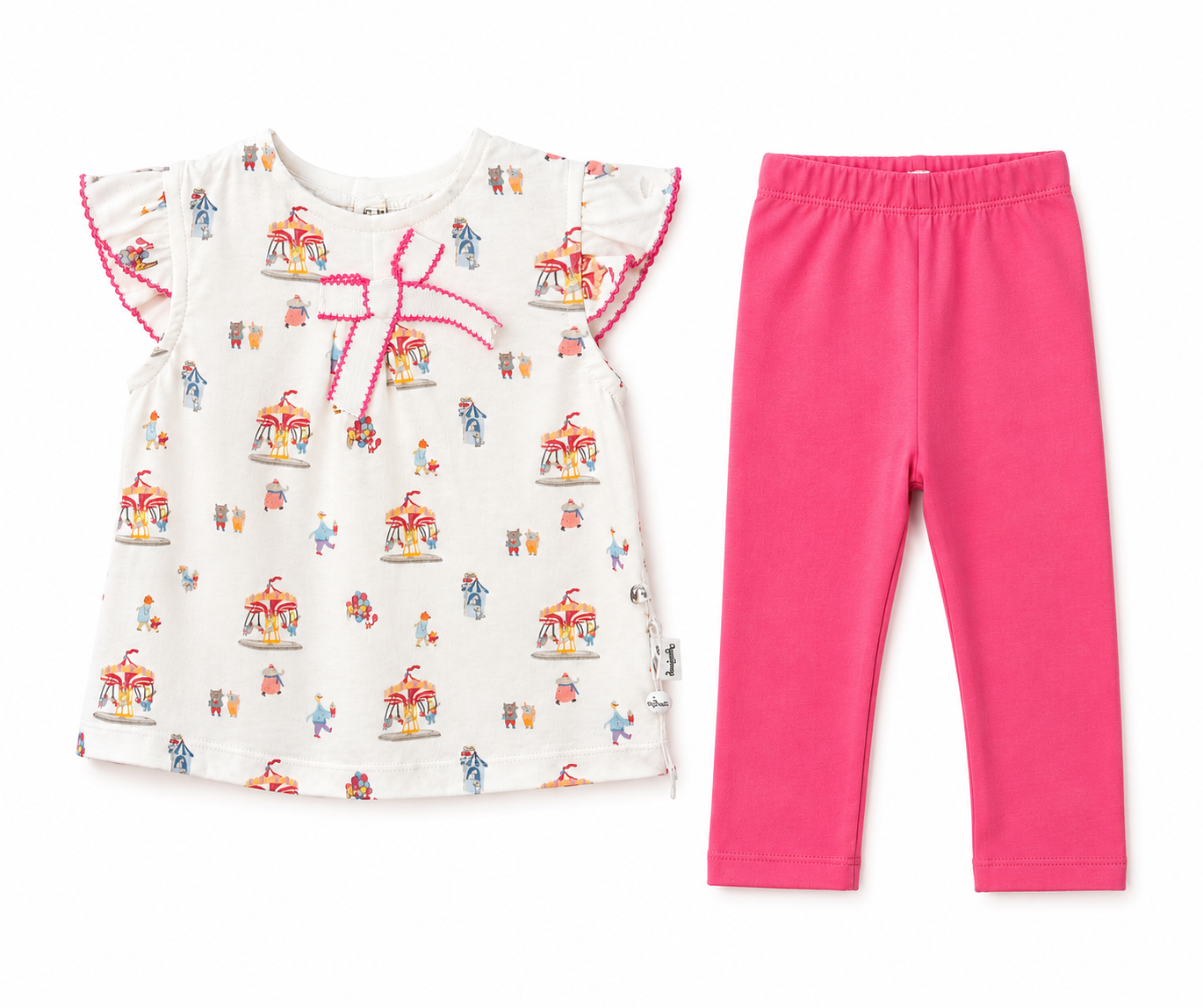 Baby Girls’ Carousel Print Top & Leggings Set – 2 Pieces
