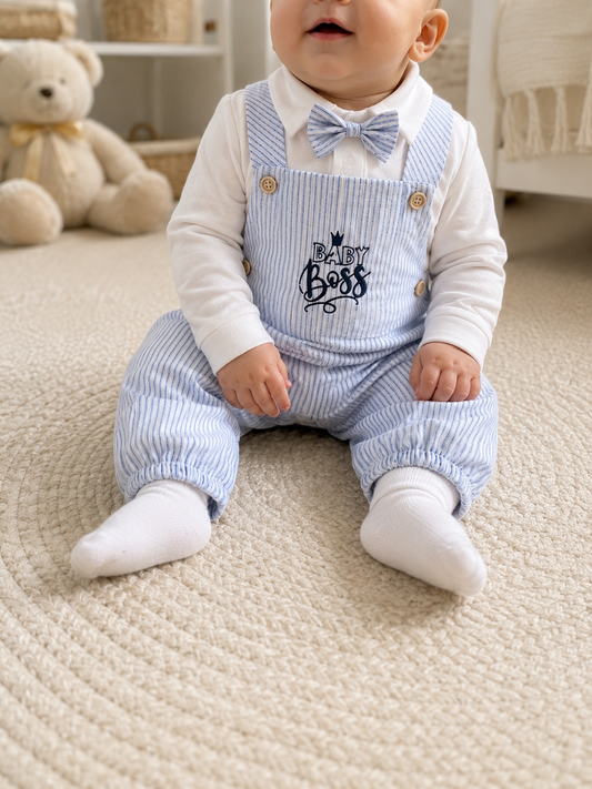 Baby Boys Bow Tie Romper – Gentleman Overall Outfit