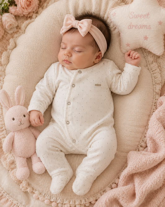 Dotted Long-Sleeve Baby Sleepsuit