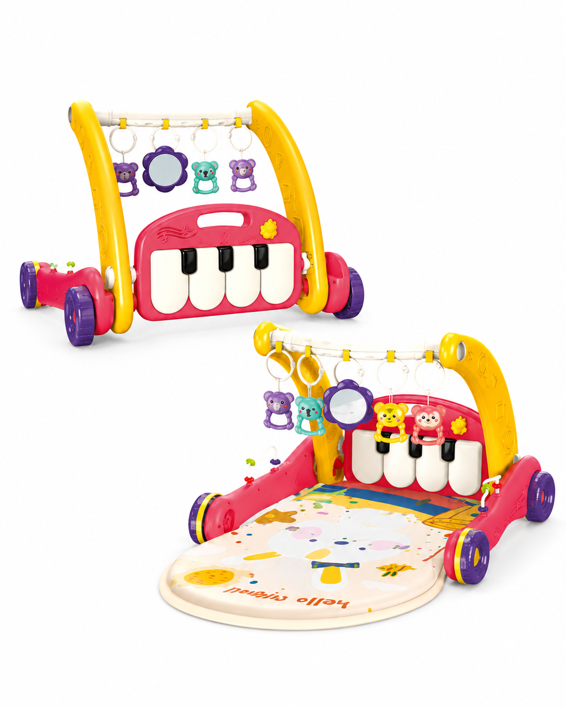 3-in-1 Baby Activity Walker & Play Gym with Piano