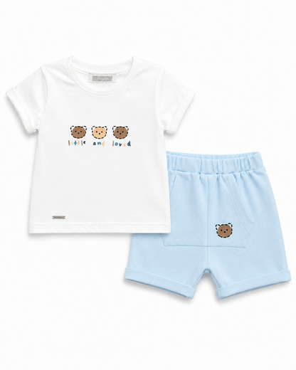 Boys Little & Loved Bear 2-Piece Baby Set