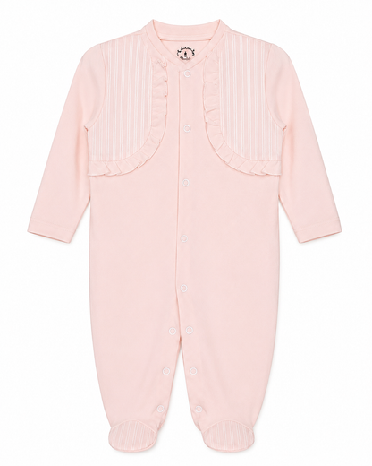 Baby Girls’ Blush Pink Ruffle Footed Romper