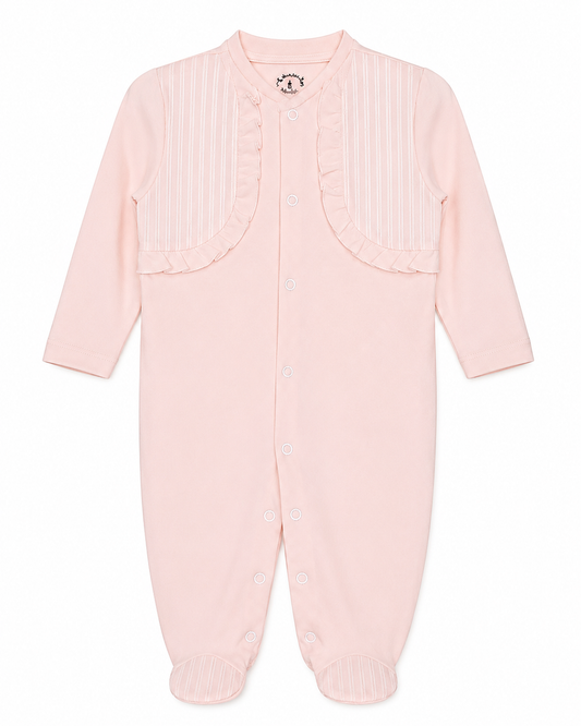 Baby Girls’ Blush Pink Ruffle Footed Romper