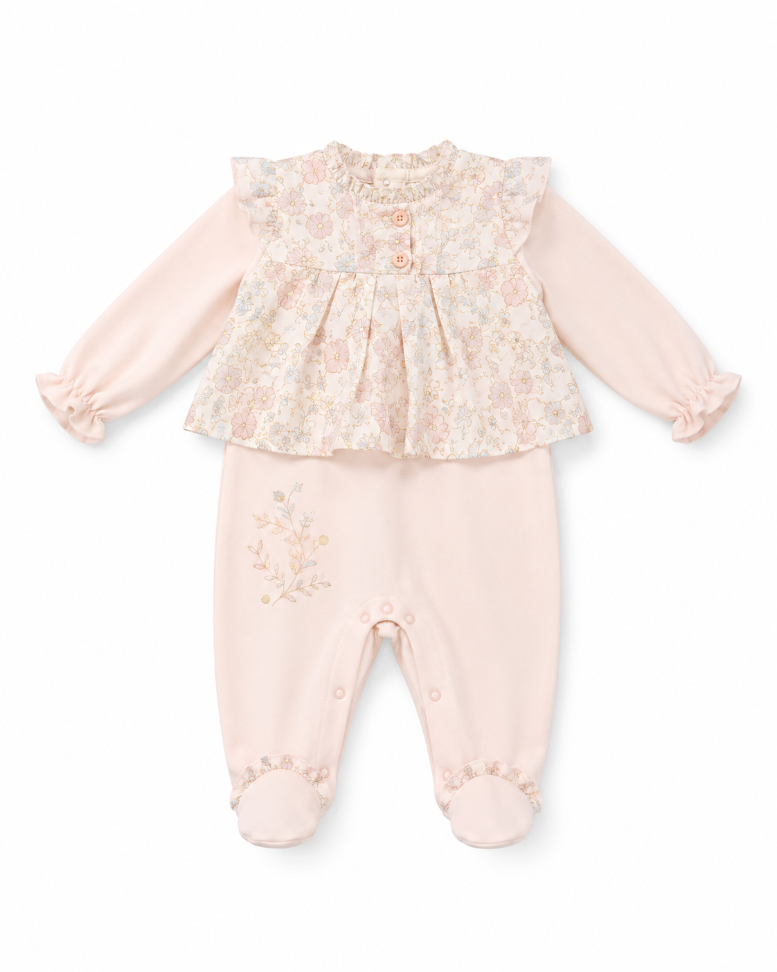 Baby Girls Floral Ruffle Footed Romper