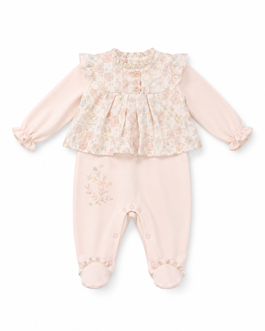 Baby Girls Floral Ruffle Footed Romper