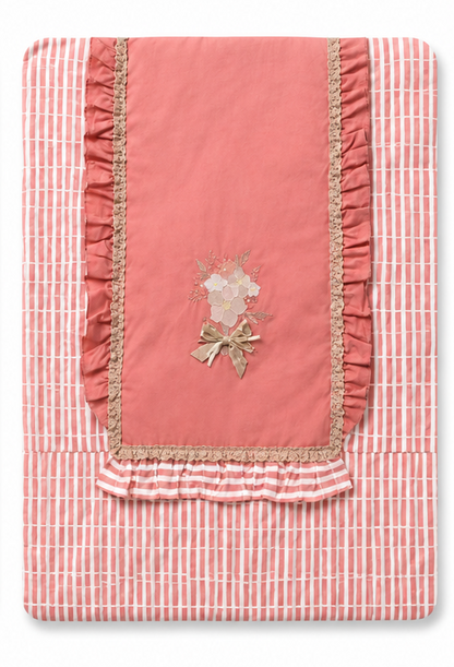 Floral Embroidered Ruffle-Detail Cotton Baby Blanket