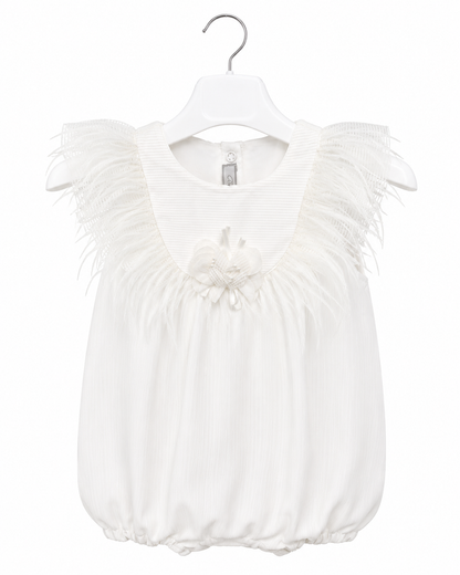 Elegant Feather-Detailed Romper