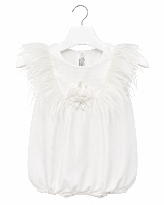 Elegant Feather-Detailed Romper
