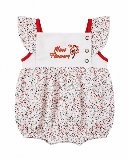 Baby Girls’ Mini Flowers Printed Romper with Ruffle Sleeves