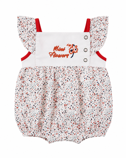 Baby Girls’ Mini Flowers Printed Romper with Ruffle Sleeves