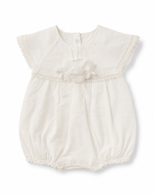 Baby Girls’ Cotton Floral Lace Romper