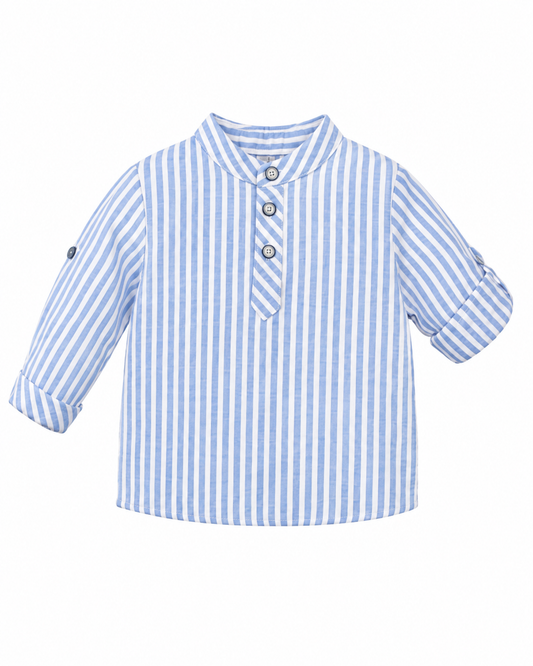 Boys’Striped Mandarin Collar Shirt