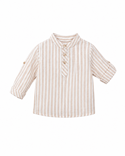 Boys’Striped Mandarin Collar Shirt