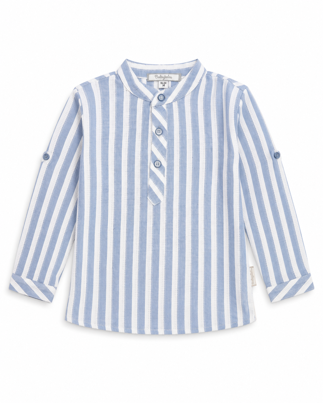 Baby Boys’ Striped  Mandarin Collar Shirt
