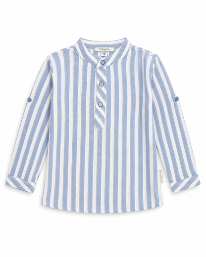 Baby Boys’ Striped  Mandarin Collar Shirt