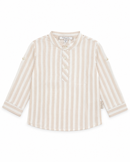Baby Boys’ Striped  Mandarin Collar Shirt