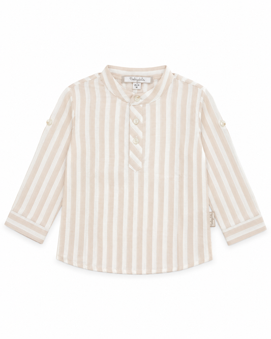 Baby Boys’ Striped  Mandarin Collar Shirt