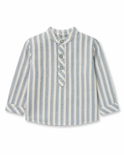 Baby Boys Striped Mandarin Collar Shirt
