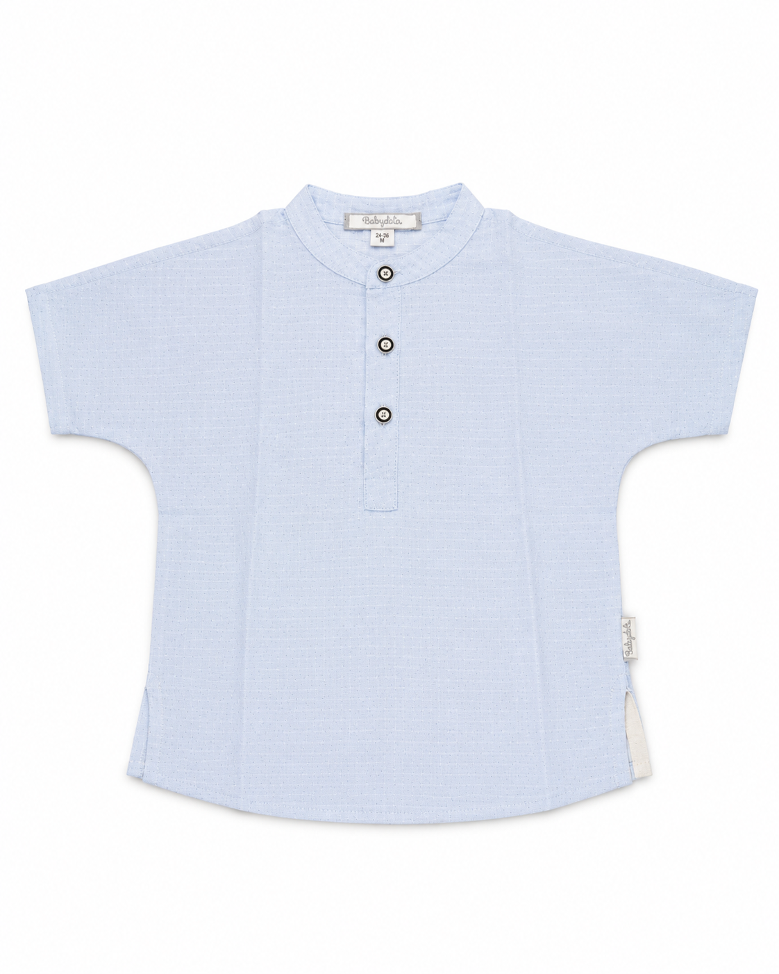 Baby Boys Mandarin Collar Cotton Shirt – Short Sleeve