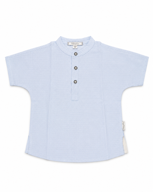 Baby Boys Mandarin Collar Cotton Shirt – Short Sleeve