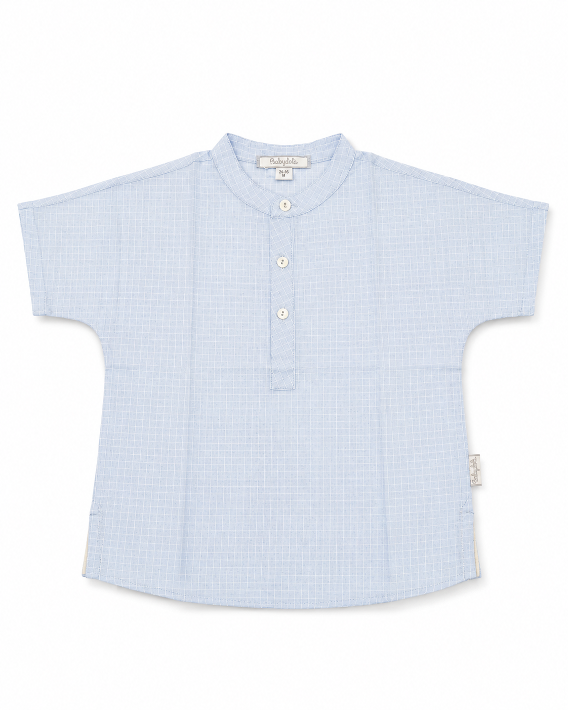 Baby Boys Mandarin Collar Cotton Shirt – Short Sleeve