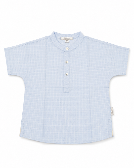 Baby Boys Mandarin Collar Cotton Shirt – Short Sleeve