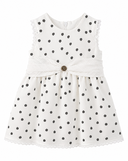 Baby Girls’ Polka Dot Bow Detail Cotton Dress