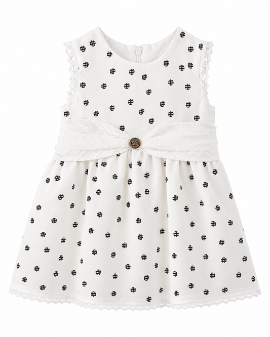 Baby Girls’ Polka Dot Bow Detail Cotton Dress