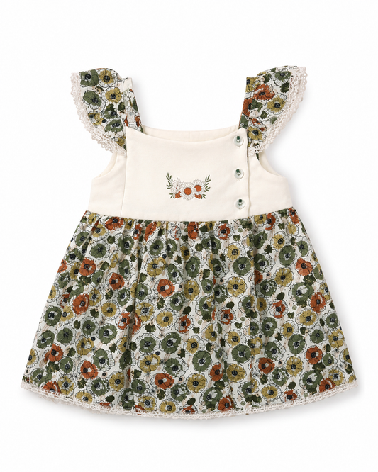 Girls’ Vintage Floral Lace-Trim Dress