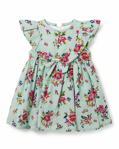 Baby Girls’ Mint Floral Bow Dress