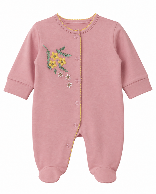 Baby Girls’ Floral Embroidered Footed Romper