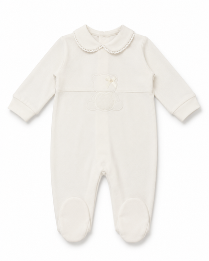 Bear Embroidered Baby Sleepsuit