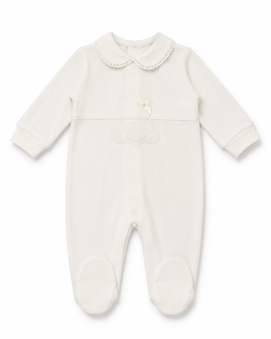 Bear Embroidered Baby Sleepsuit