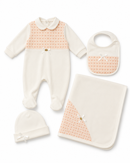 Baby Girls' Footed Romper Set with Blanket, Hat & Bib