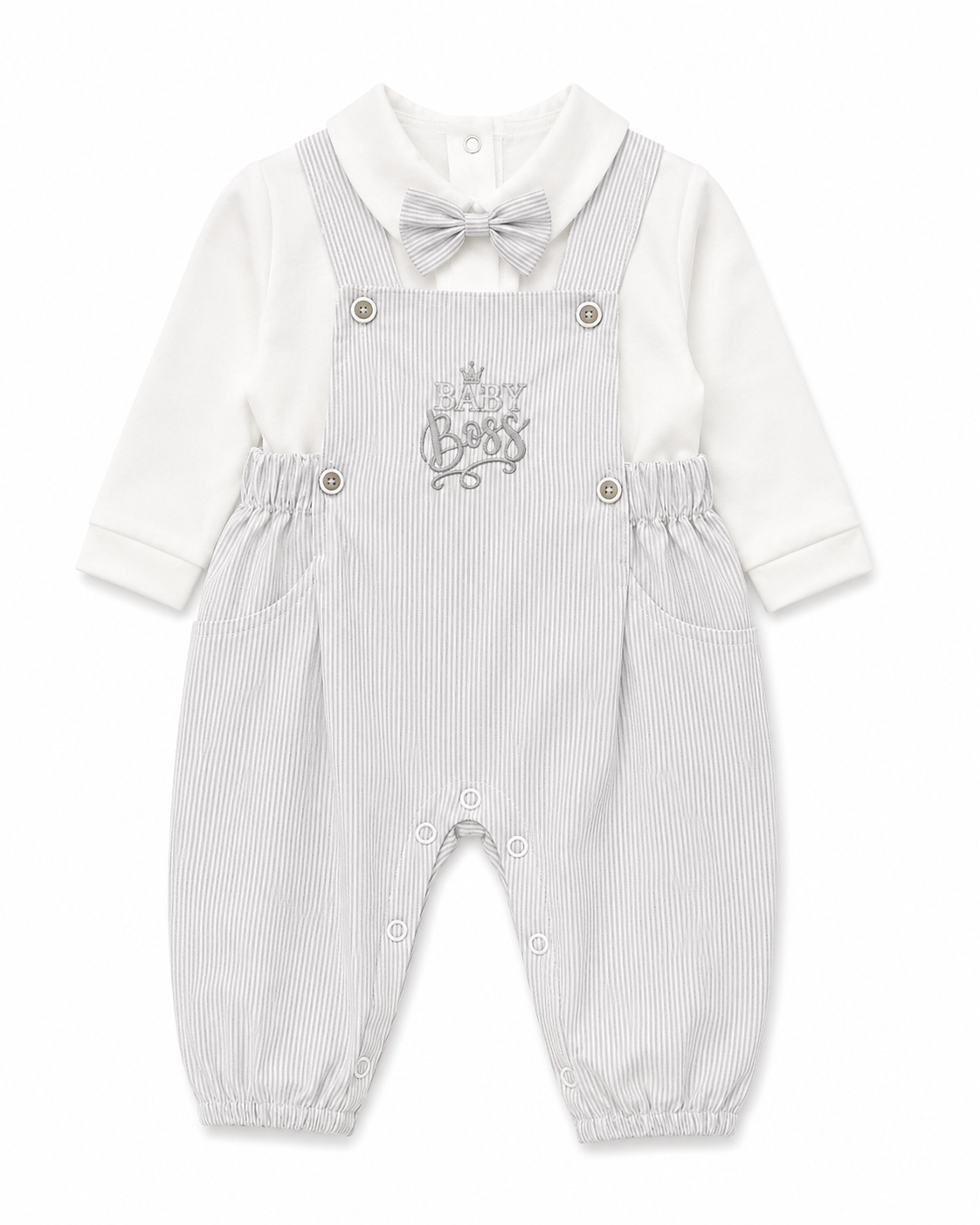Baby Boys Bow Tie Romper – Gentleman Overall Outfit