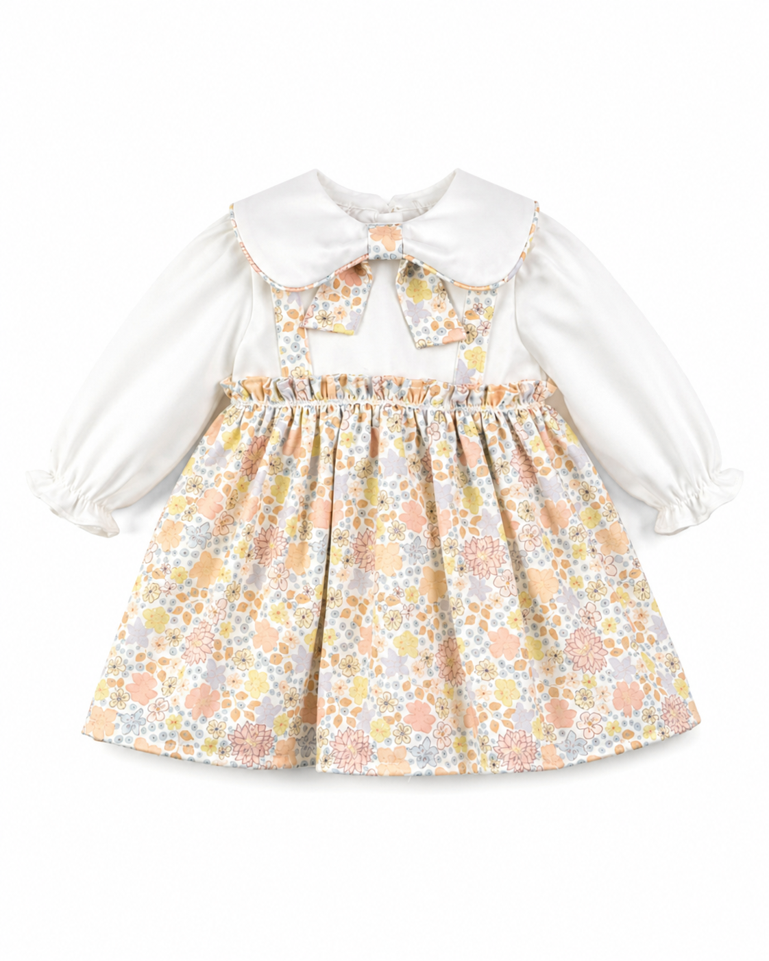 Baby Girls’ Floral Bow-Collar Dress