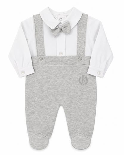 Baby Boys’ Elegant Bow Tie & Suspender Footed Romper