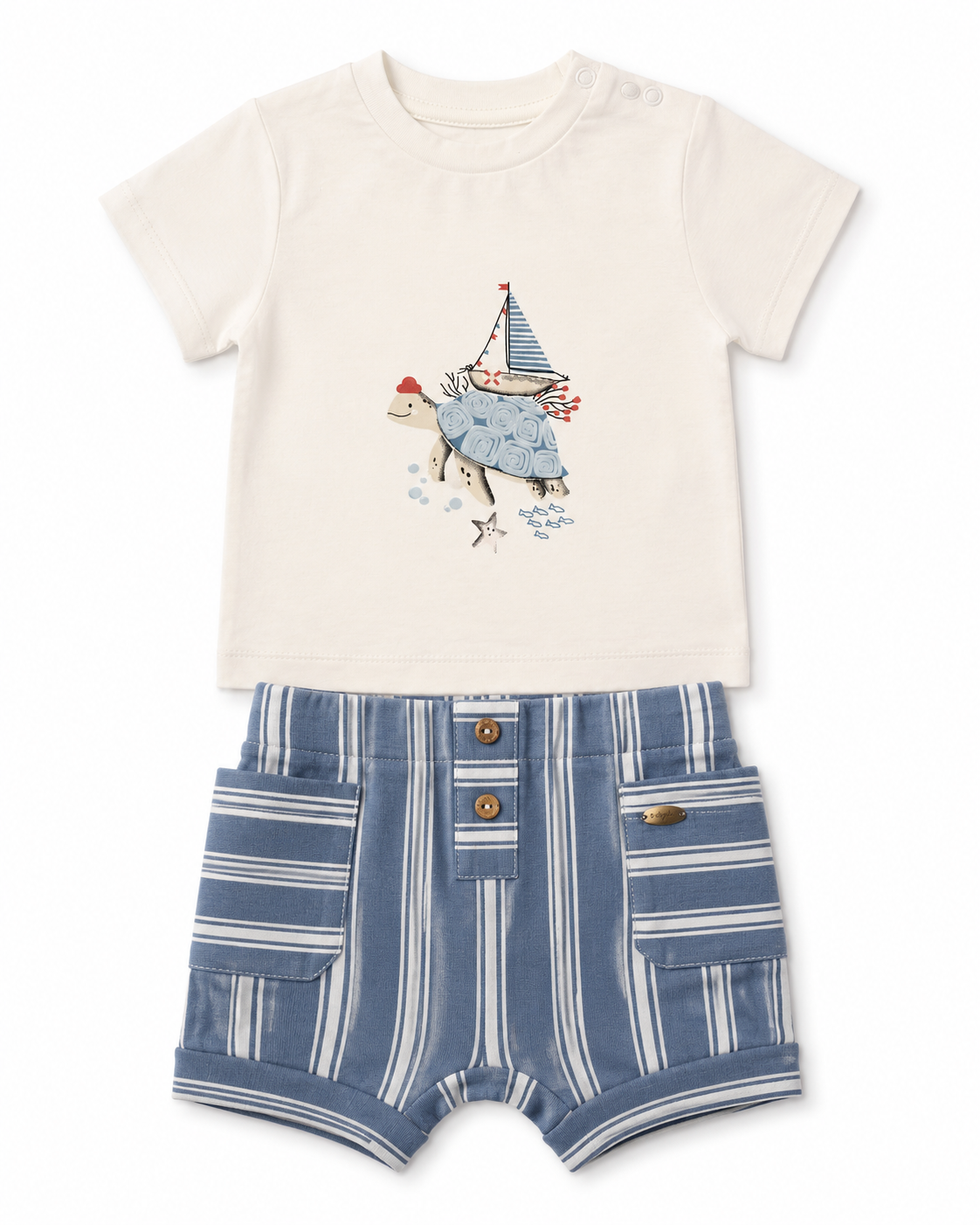 Turtle Print 2-Piece Baby T-Shirt & Shorts Set