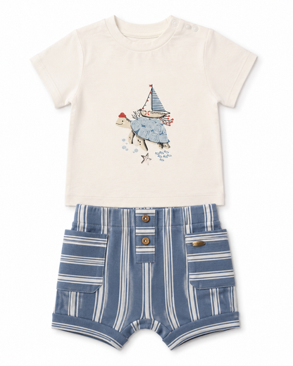 Turtle Print Baby T-Shirt & Shorts Set