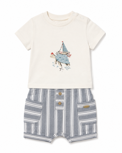 Turtle Print Baby T-Shirt & Shorts Set