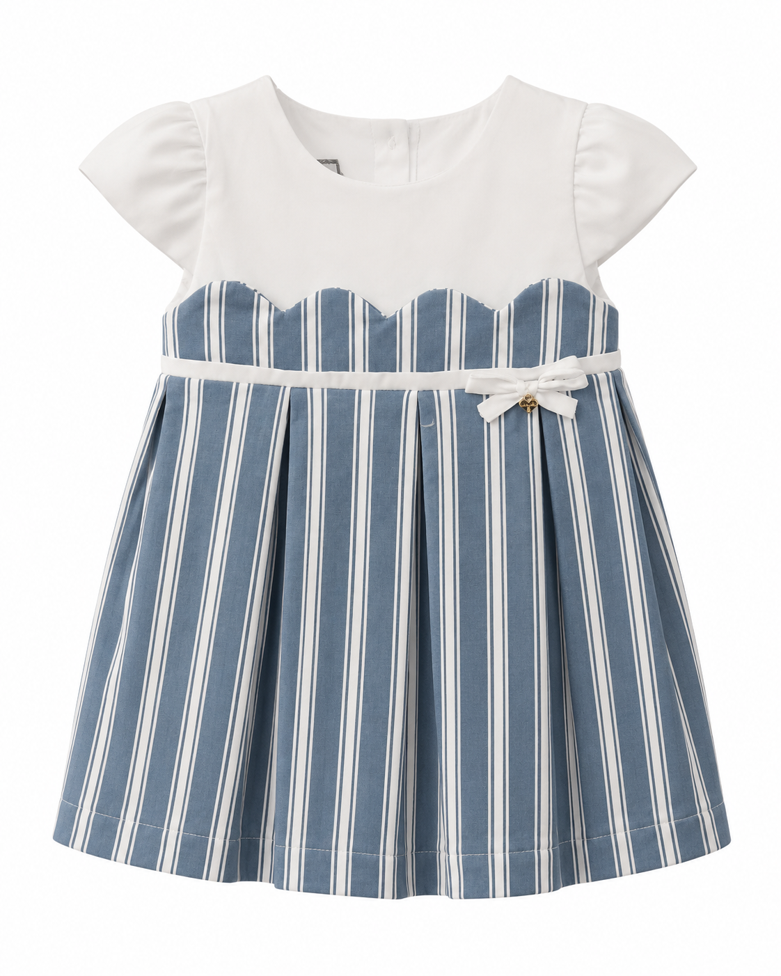 Baby Girls Striped Party Dress – Cotton Pleated Dress