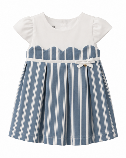 Baby Girls Striped Party Dress – Cotton Pleated Dress