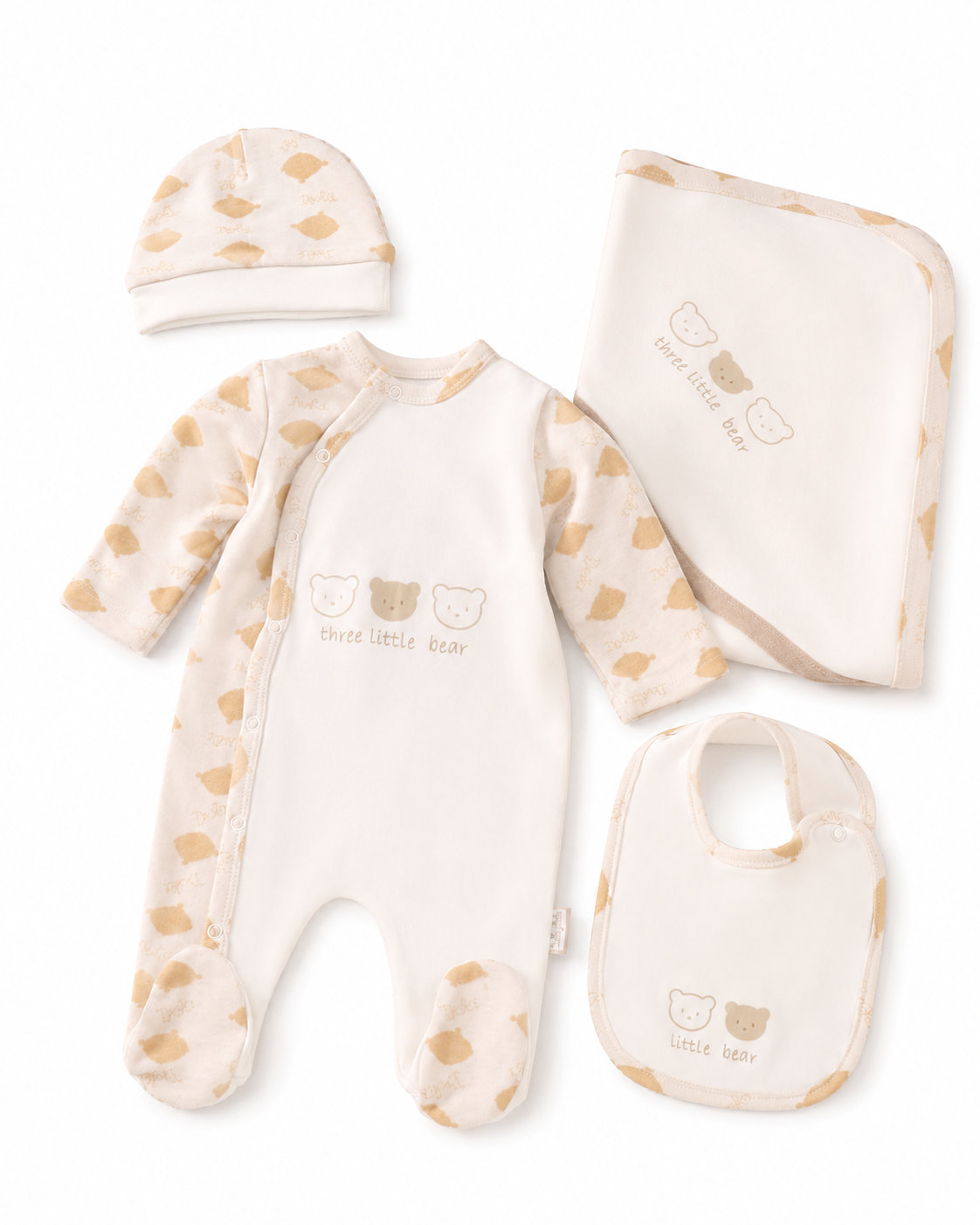 4-Piece Newborn Bear Print Set