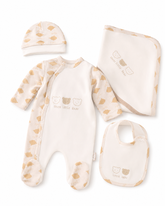 4-Piece Newborn Bear Print Set