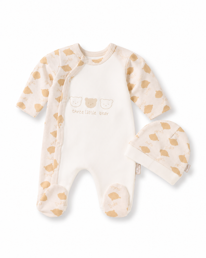 Baby Unisex Three Little Bears Footed Romper & Hat Set