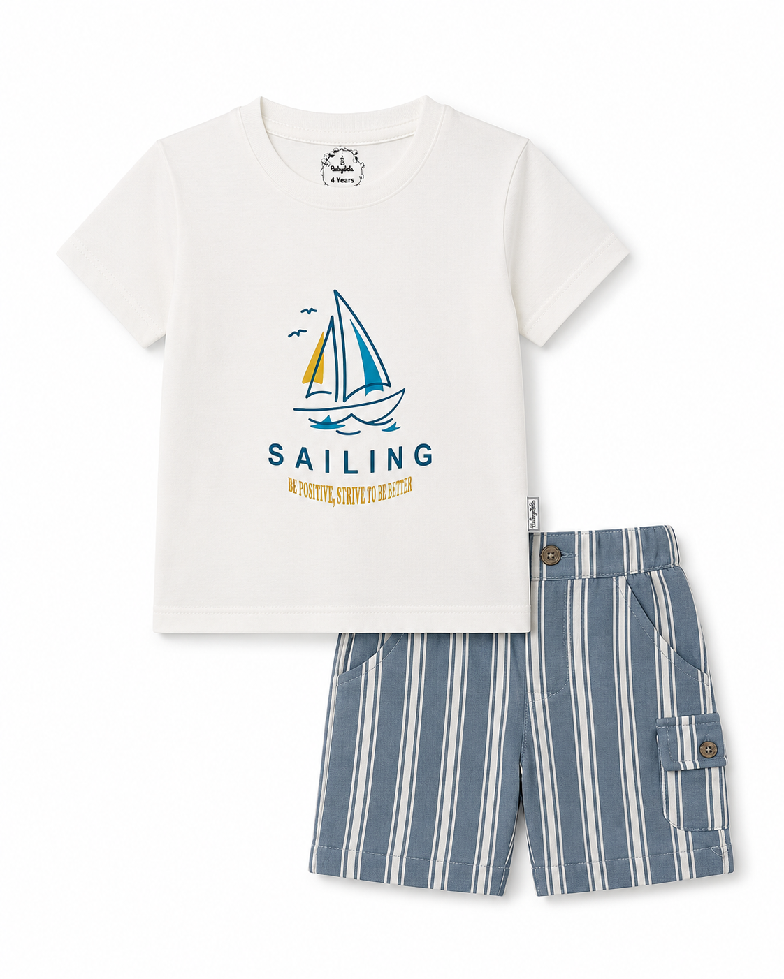 Sailing Cotton T-Shirt & Striped Shorts Set